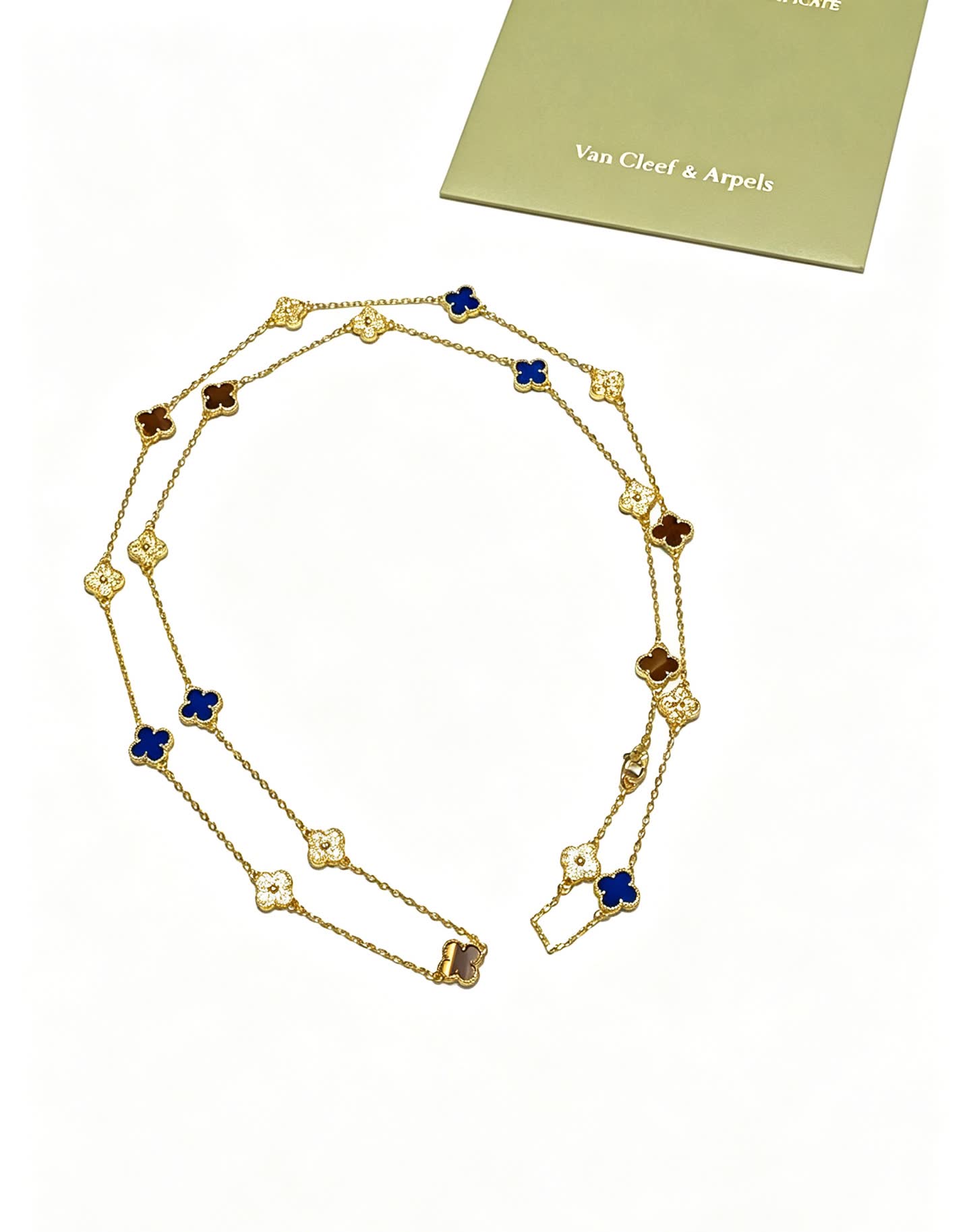 Van Cleef & Arpels Vintage Alhambra Yellow Gold Enamel Necklace